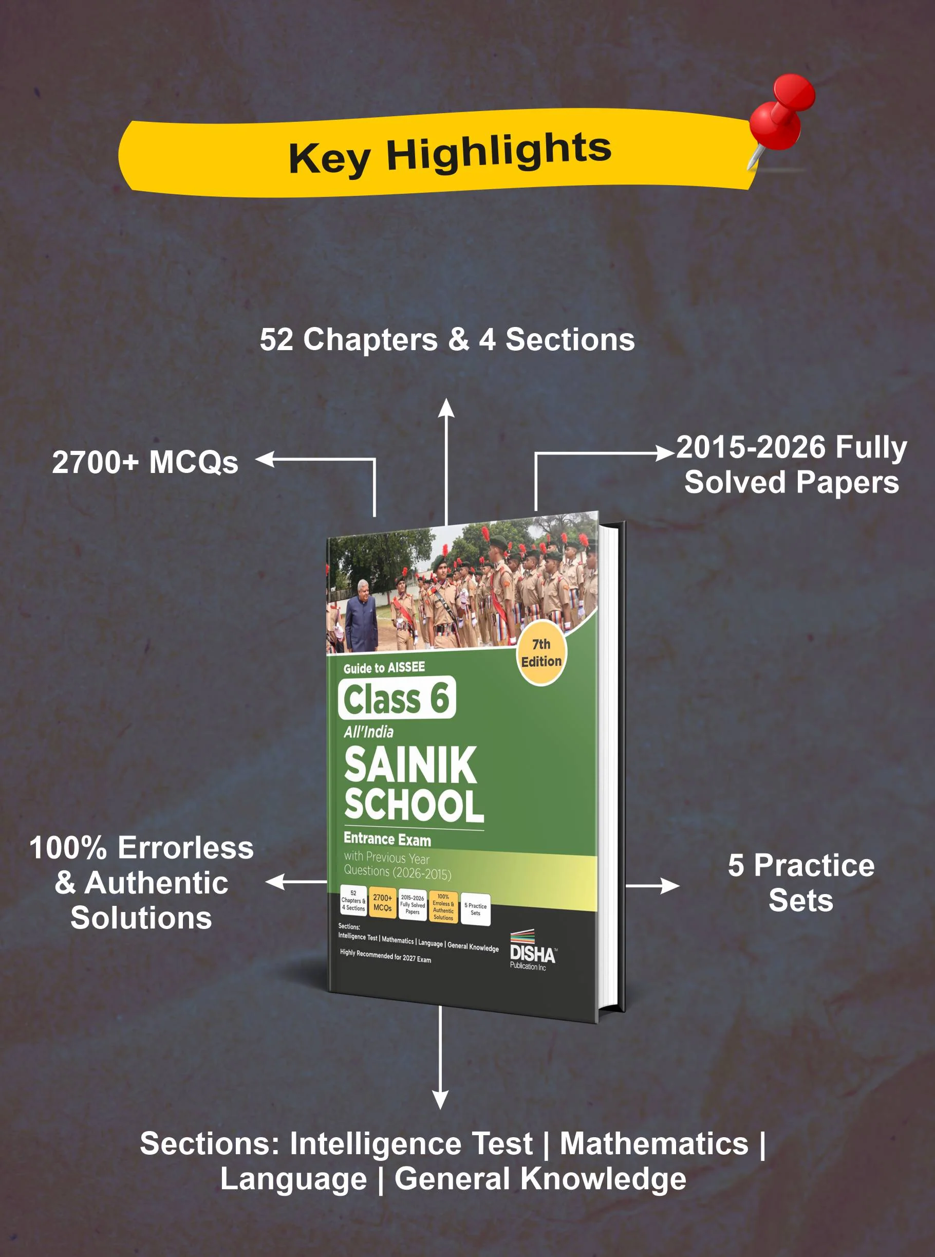 Disha Guide to AISSEE Class 6 All India SAINIK School Entrance Exam with Previous Year Questions (2026 - 2015) 7th Edn | Errorless & Authentic Sainik School PYQs Book for 2027 Exams - Image 3