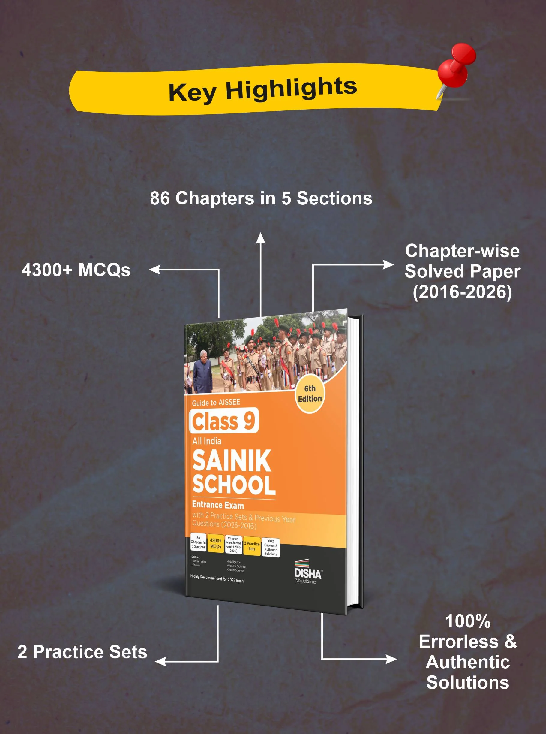 Disha Guide to AISSEE Class 9 All India SAINIK School Entrance Exam with 2 Practice Sets & Previous Year Questions (2026 - 2016) 6th Edition | Errorless Sainik School PYQs Book for 2027 Exam - Image 3