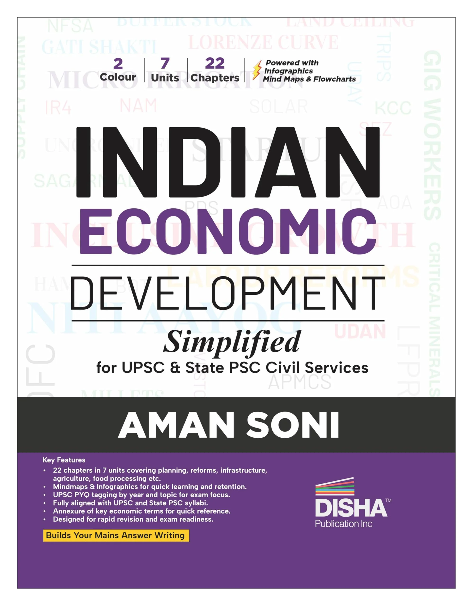 Disha Indian Economic Development Simplified for UPSC & State PSC Civil Services Exams | 2 color Economy Book Powered with Infographics, Mindmaps, Pictures & Tables
