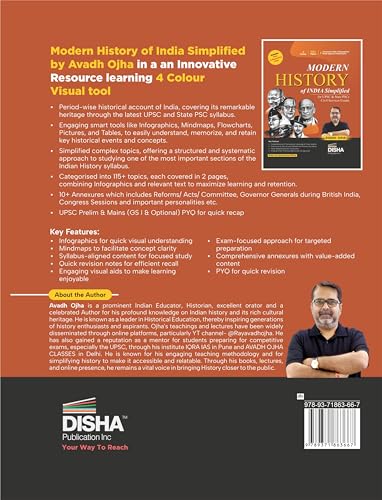 Disha Modern History of India Simplified by Avadh Ojha for UPSC & State PSC Civil Services Exams | 4 color Book Powered with Infographics, Mindmaps, Pictures & Tables | Includes Post Independent India - Image 2