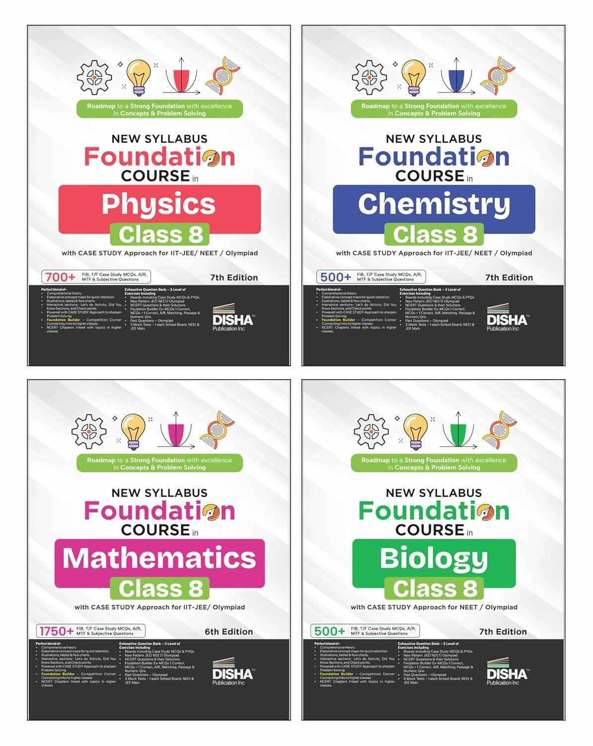 Disha New Syllabus Foundation Class 8 Physics, Chemistry, Mathematics & Biology with Case Study Approach for IIT JEE, NEET, Olympiad, CUET & Board Exams - 7th Edition | Foundation Course 2026-27