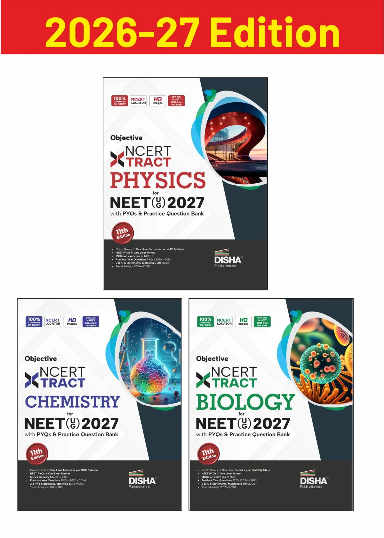 Disha Objective NCERT Xtract Physics, Chemistry & Biology for NEET 2027 with PYQs & Practice Question Bank 11th edition | Theory, NCERT MCQs, Tips on your Fingertips, Neet PYQs, 3 Mock Tests