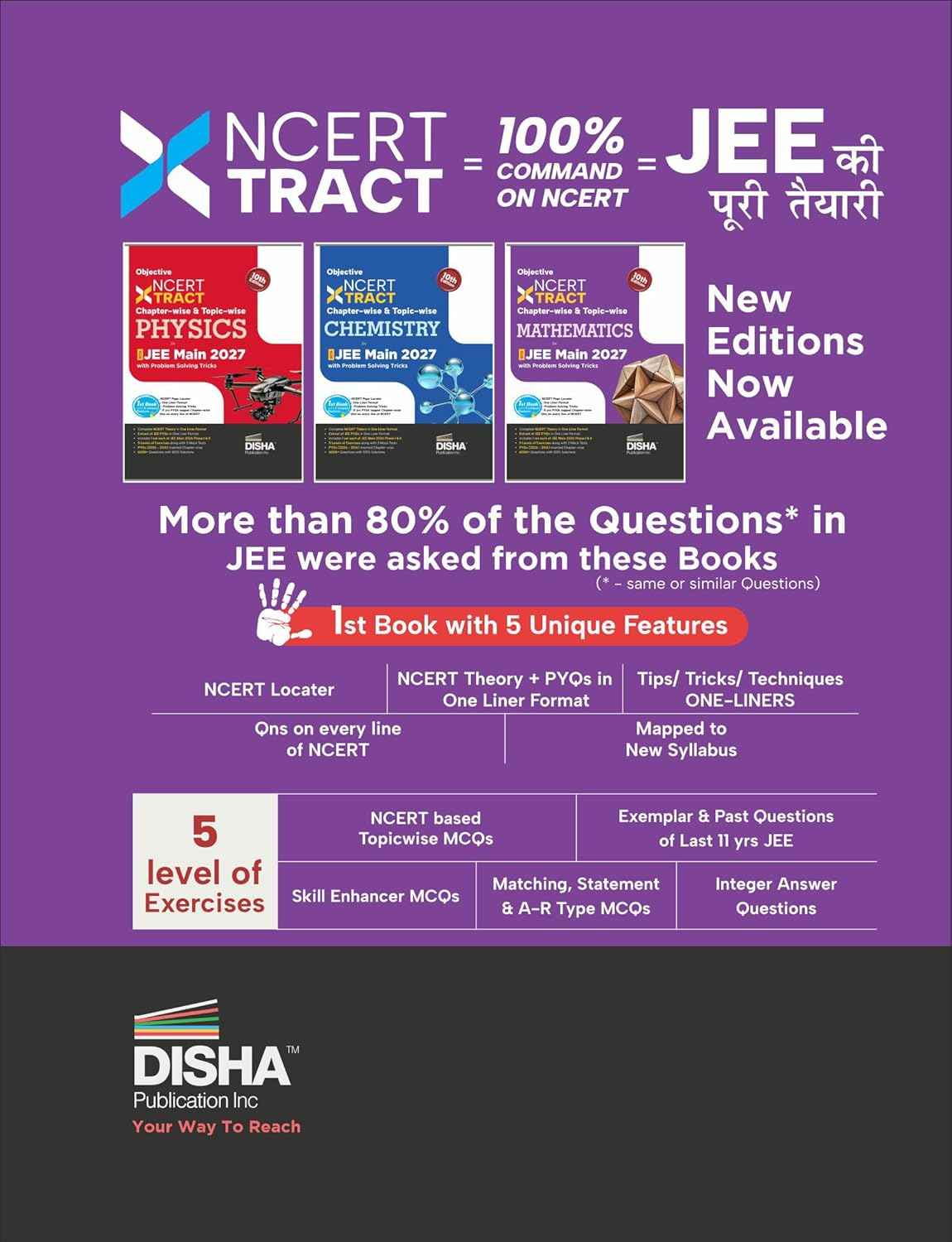 Disha Objective NCERT Xtract Physics, Chemistry & Mathematics for NTA JEE Main with Problem Solving Tricks 10th Edition | Tips on your Fingertips, Previous Year Question Bank PYQs - Image 2