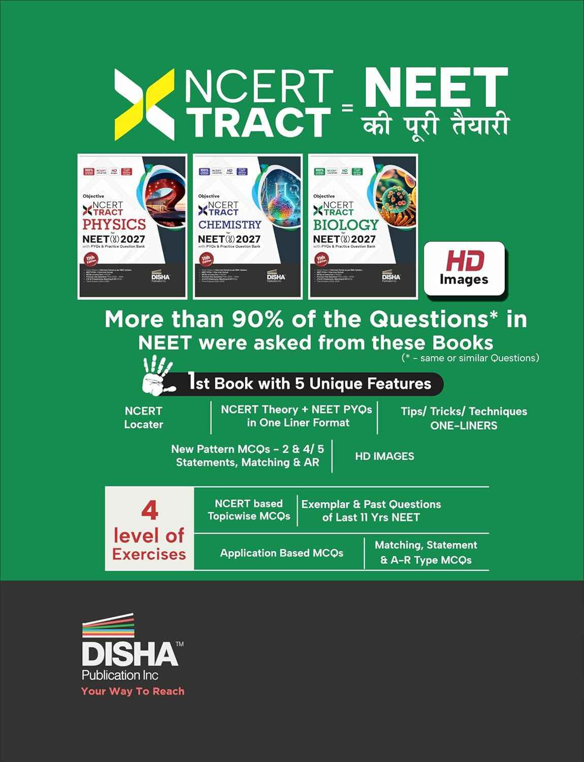 Disha Objective NCERT Xtract Physics for NEET 2027 (UG) with PYQs & Practice Question Bank 11th edition | Theory, NCERT MCQs, Tips on your Fingertips, Neet PYQs, 3 Mock Tests - Image 2