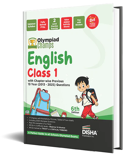 Disha Olympiad Champs English Class 1 with Chapter-wise Previous 13 Year (2013 - 2025) Questions 6th Edition | Complete Prep Guide with Theory, PYQs, Past & Practice Exercise