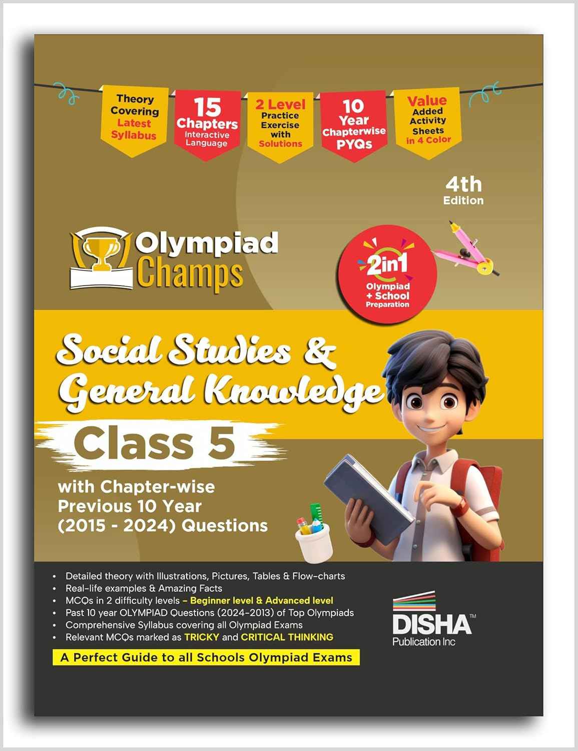Old Edition - Disha Olympiad Champs Social Studies & General Knowledge Class 5 with Chapter-wise Previous 8 Year (2015 - 2022) Questions 3rd Edition | Complete Prep Guide with Theory, PYQs, Past & Practice Exercise |