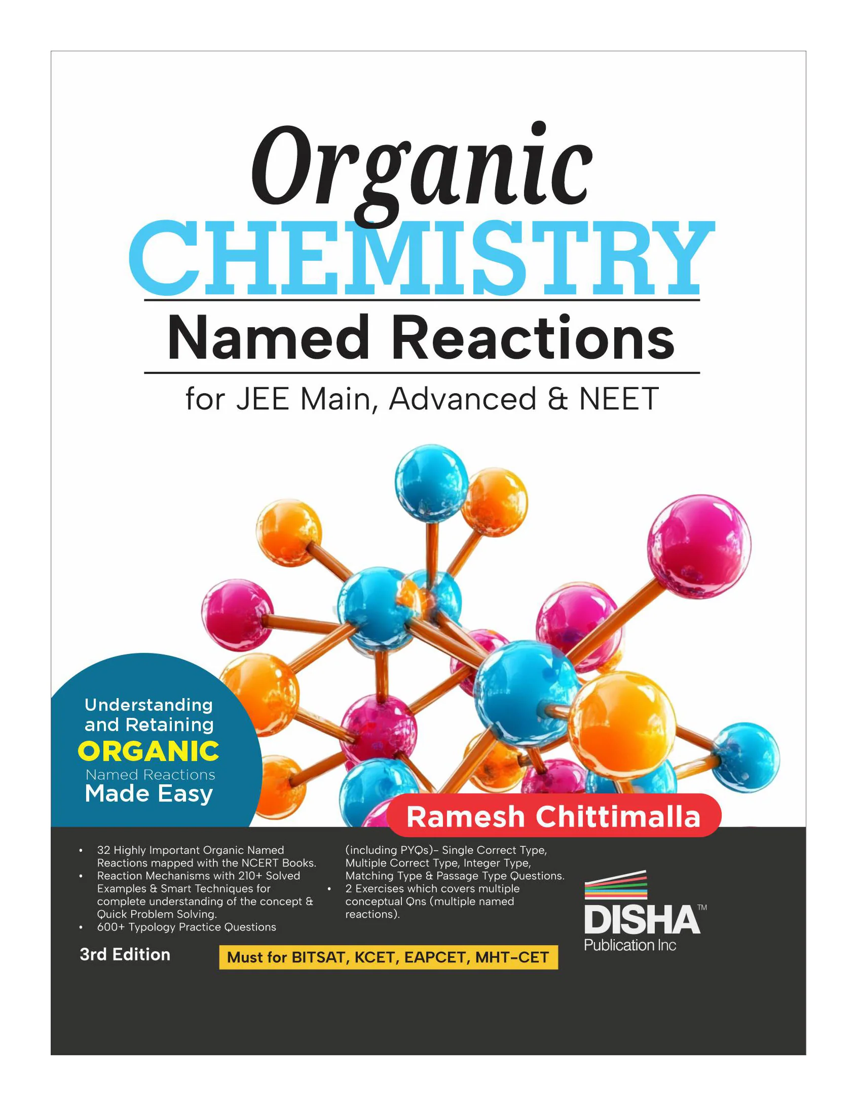 Disha Organic Chemistry Named Reactions for JEE Main/ Advanced & NEET 3rd Edition | Reaction Mechanisms, Previous Year Questions PYQs, Illustrations & Practice Questions