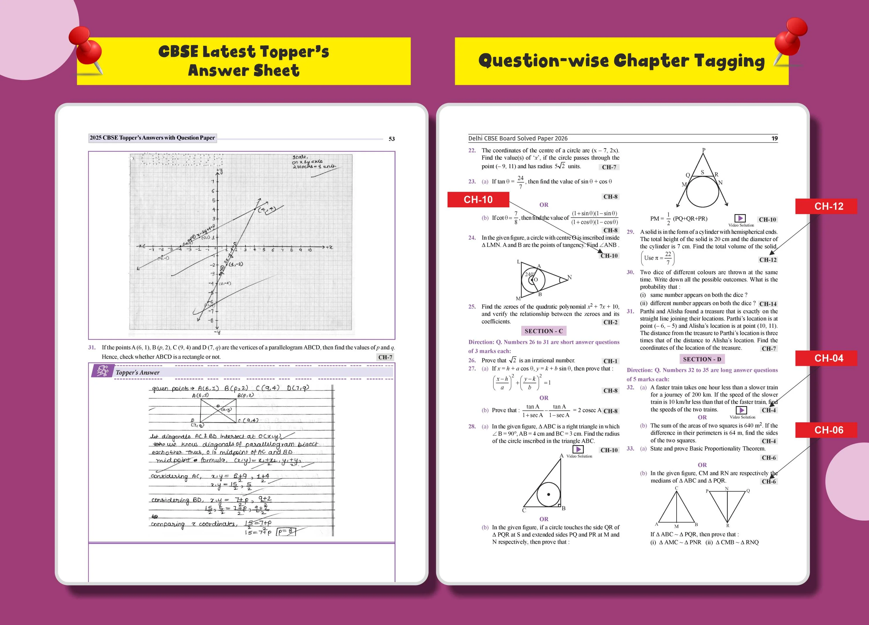 Disha Score 100 Mathematics (Std) CBSE Class 10 Previous Year-wise Solved Papers (2017 - 2026) with Revision Charts & Video Solutions 6th Edn | CBSE Class 10 PYQs, Mindmaps, Cheat Sheets for 2027 Exam - Image 8