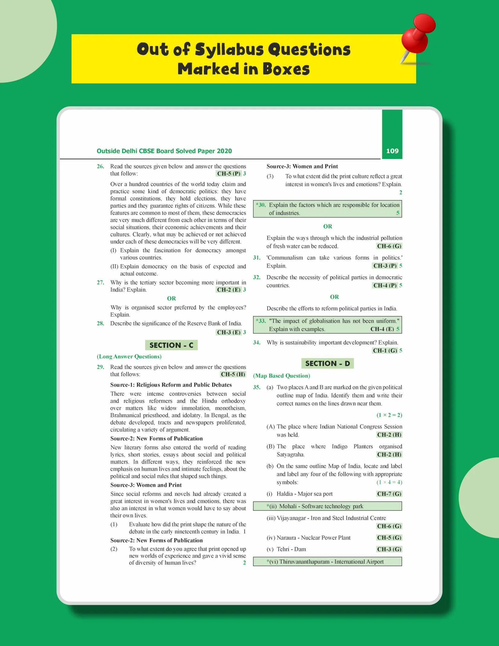 Disha Score 100 Social Science CBSE Class 10 Previous Year-wise Solved Papers (2017 - 2026) with Revision Charts 6th Edition | CBSE Class 10 PYQs, Mindmaps, Cheat Sheets, CBQs for 2027 Exam - Image 7