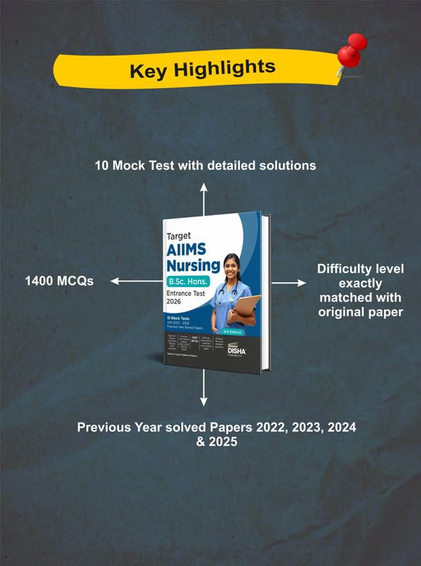 Disha Target AIIMS Nursing B.Sc. Hons. Entrance Test 2026 - 10 Mock Tests with 2022 - 2025 Previous Year Solved Papers 3rd Edition| Physics, Chemistry, Biology, General Knowledge & Aptitude - Image 2