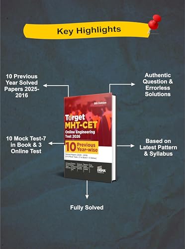 Disha TARGET MHT-CET Online Engineering Test 2026 - 10 Previous Year-wise Solved Papers (2025 - 2016) & 10 Mock Tests (7 in Book + 3 Online) 8th Edition | Maharashtra Common Entrance Test PYQs - Image 3
