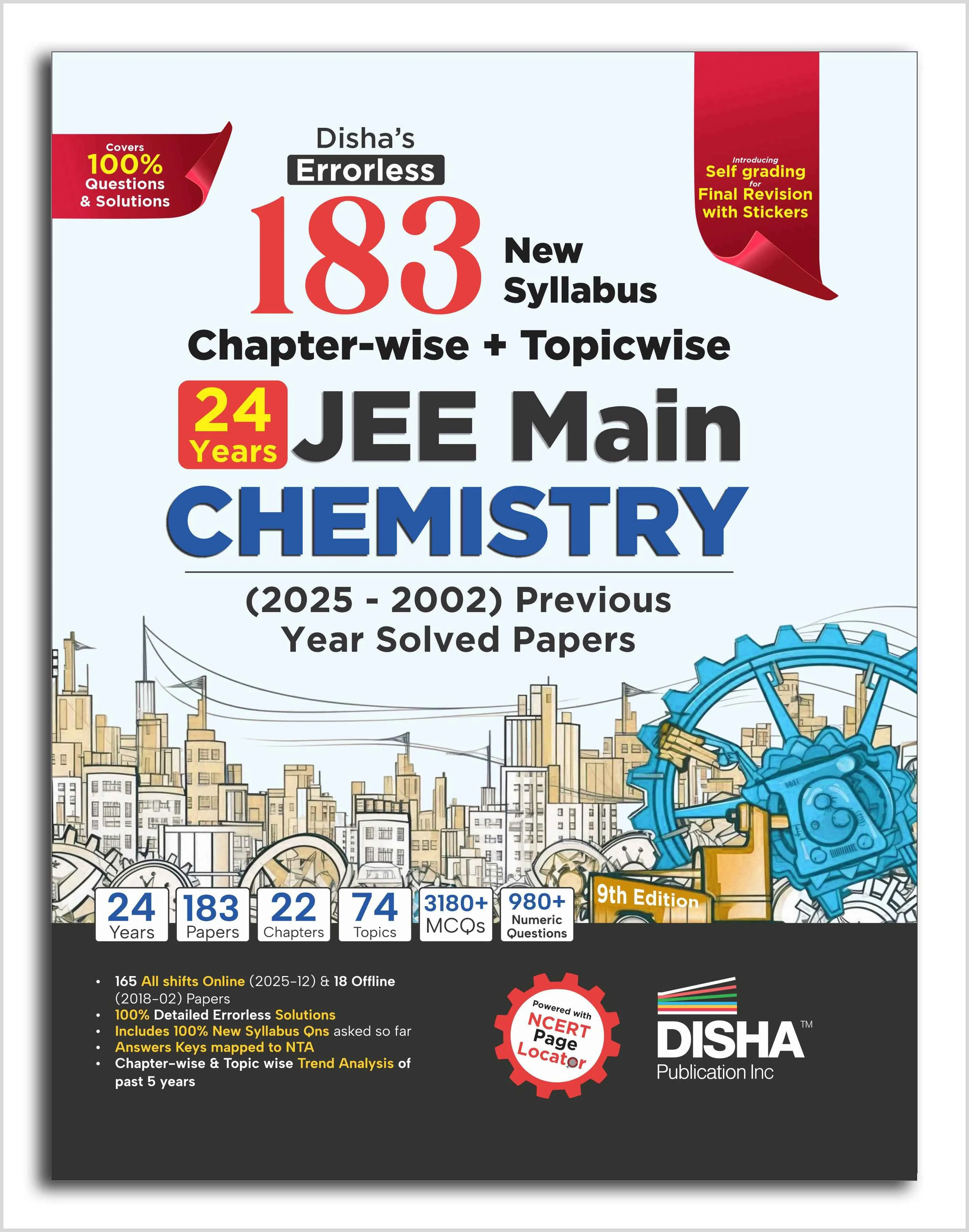 Disha s 183 New Syllabus Chapter-wise & Topic-wise JEE Main Chemistry (2025 - 2002) Previous Year Solved Papers 9th Edition | JEE Mains PYQ Book for 2026 | 100% Solutions