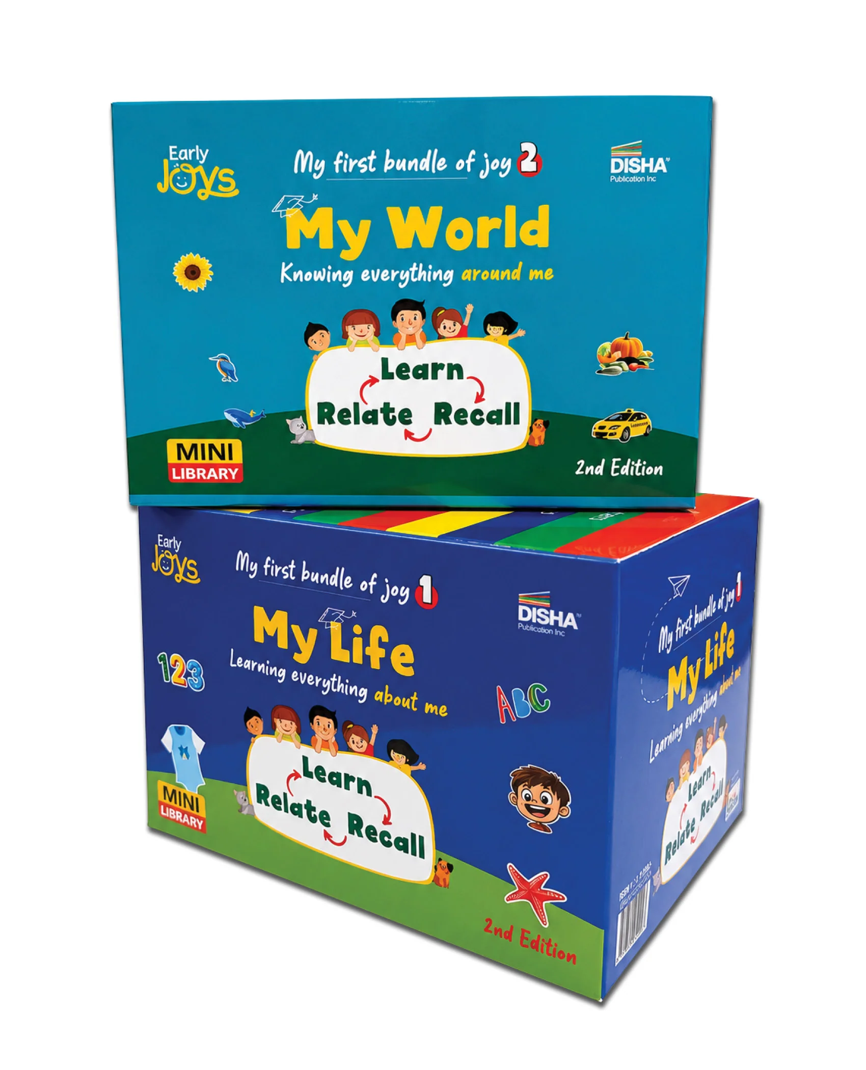 Disha First Learning Library Box Set Combo for 1 - 5 Year Kids |Early Joys - My First Bundle of Joy 1 & 2 - MY LIFE & MY WORLD | Learn, Recall, Relate | 20 Books, 2 Activity Books & 2 Double Sided Charts| Mini Learning Library / 2th Edition