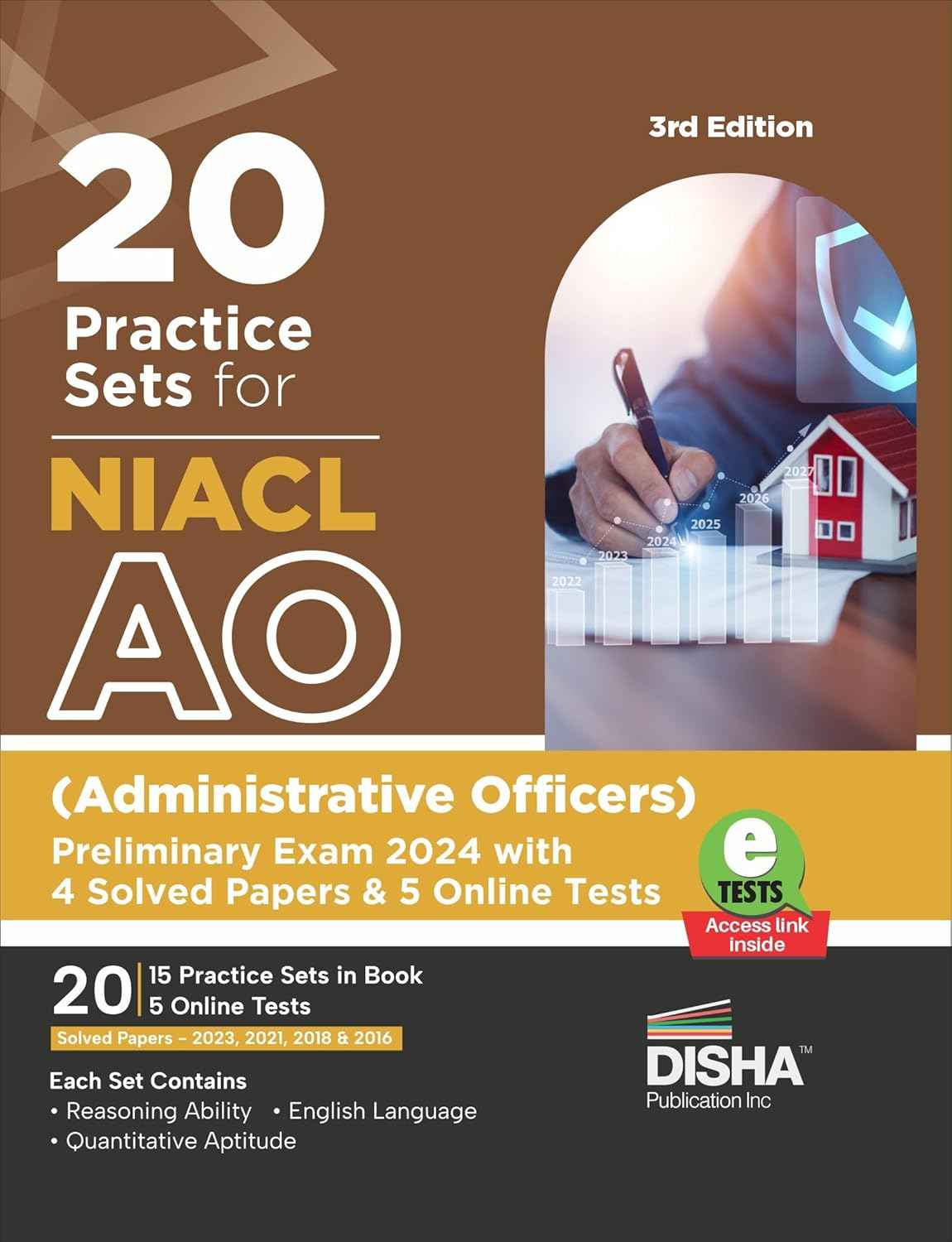 Disha 20 Practice Sets for NIACL AO (Administrative Officers) Preliminary Exam 2024 with 4 Solved Papers & 5 online tests 3rd Edition