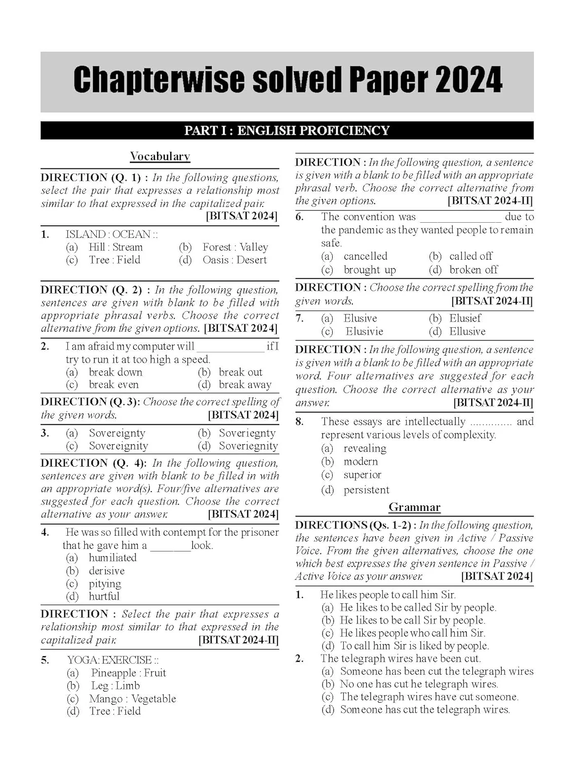 Guide to English & Logical Reasoning for BITSAT with Previous Year Questions & 10 Mock Tests - 5 in Book & 5 Online 11th Edition | PYQs | Revision Material for Physics, Chemistry & Mathematics | - Image 5