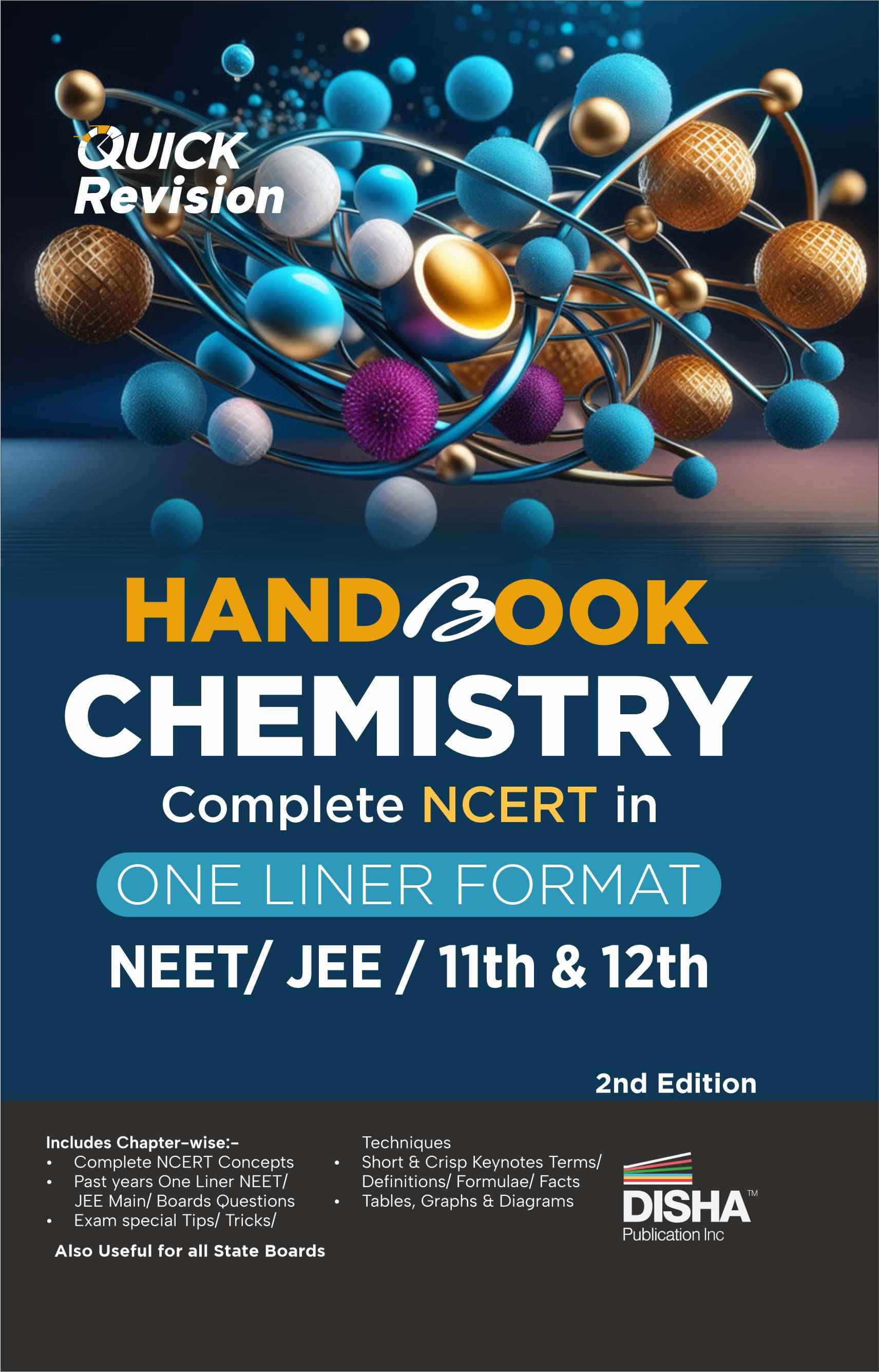 Disha HandBook of Chemistry - Complete NCERT in One Liner Format for NEET/ JEE/ 11th & 12th - 2nd Edition | Engineering, Medical, CBSE Class XI & XII |