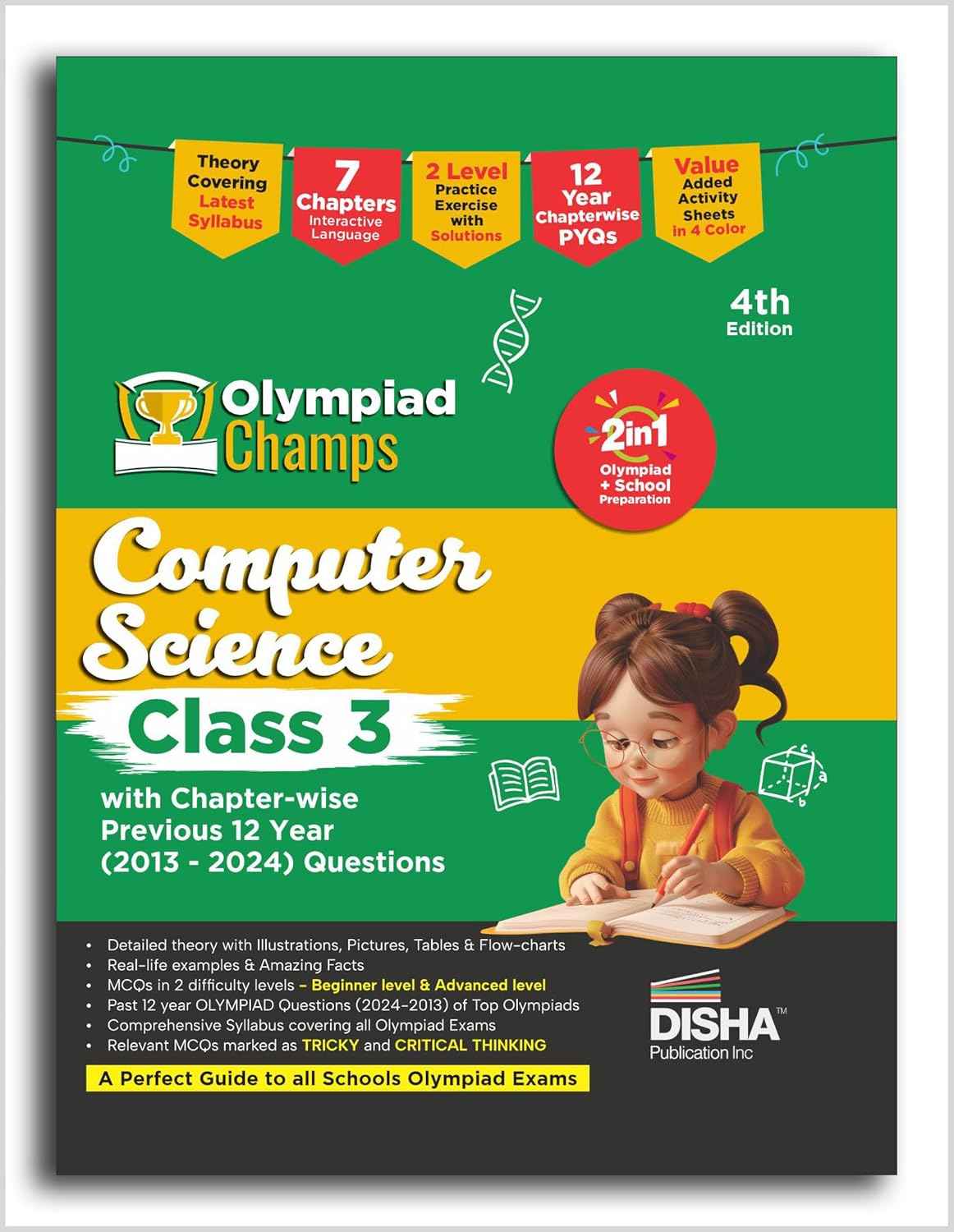 Old Edition - Disha Olympiad Champs Cyber(Computer) Class 3 with Chapter-wise Previous 12 Year (2013 - 2024) Questions 4th Edition | Computer Science | Complete Prep Guide with Theory, PYQs  & Practice Exercise | SOF, NCO |