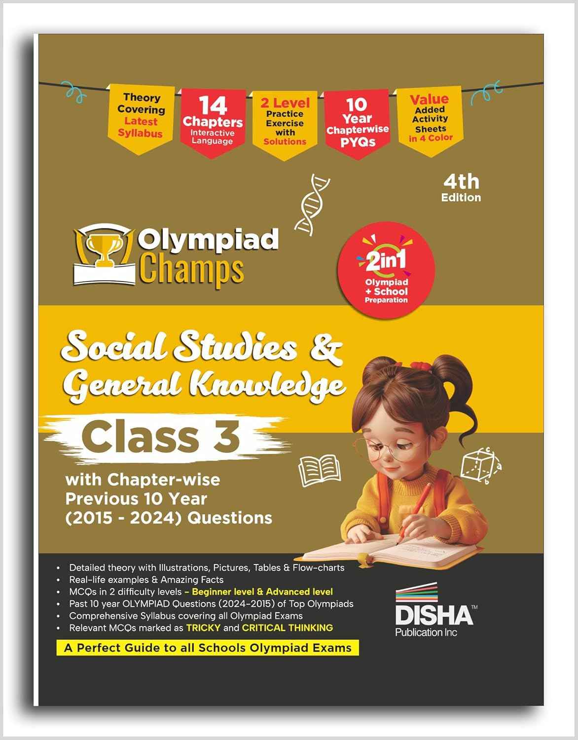Old Edition - Disha Olympiad Champs Social Studies & General Knowledge Class 3 with Chapter-wise Previous 10 Year (2015 - 2024) Questions 4th Edition | Complete Prep Guide with Theory, PYQs & Practice Exercise | SOF, ISSO |