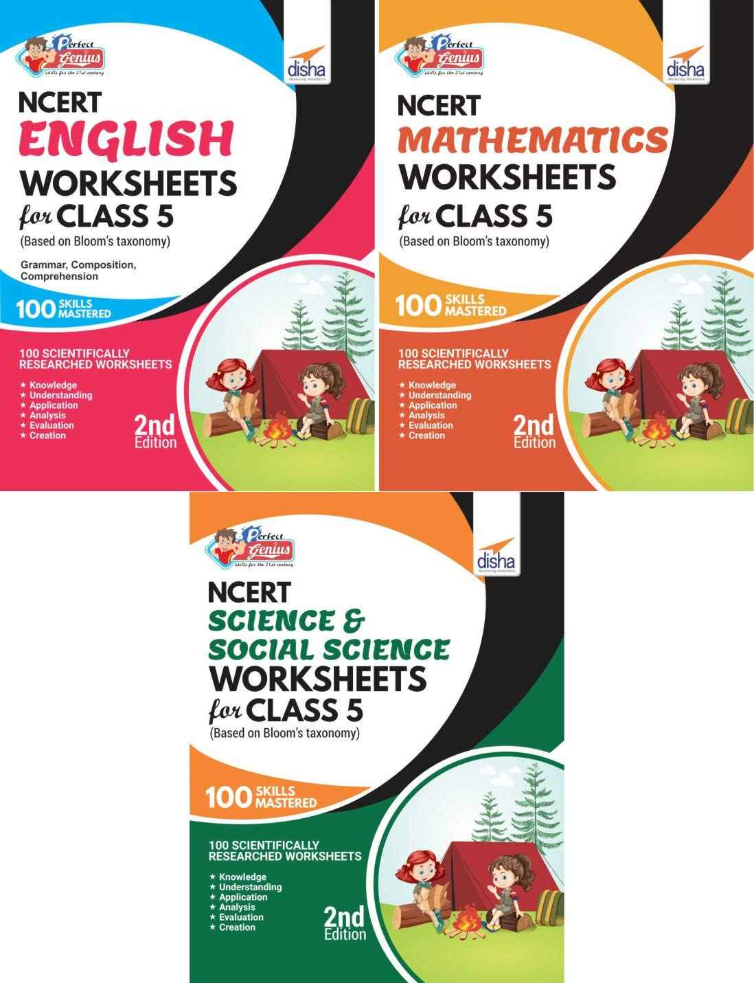 Perfect Genius NCERT English Mathematics Science & Social Science Worksheets for Class 5 (based on Bloom  s taxonomy) 2nd Edition