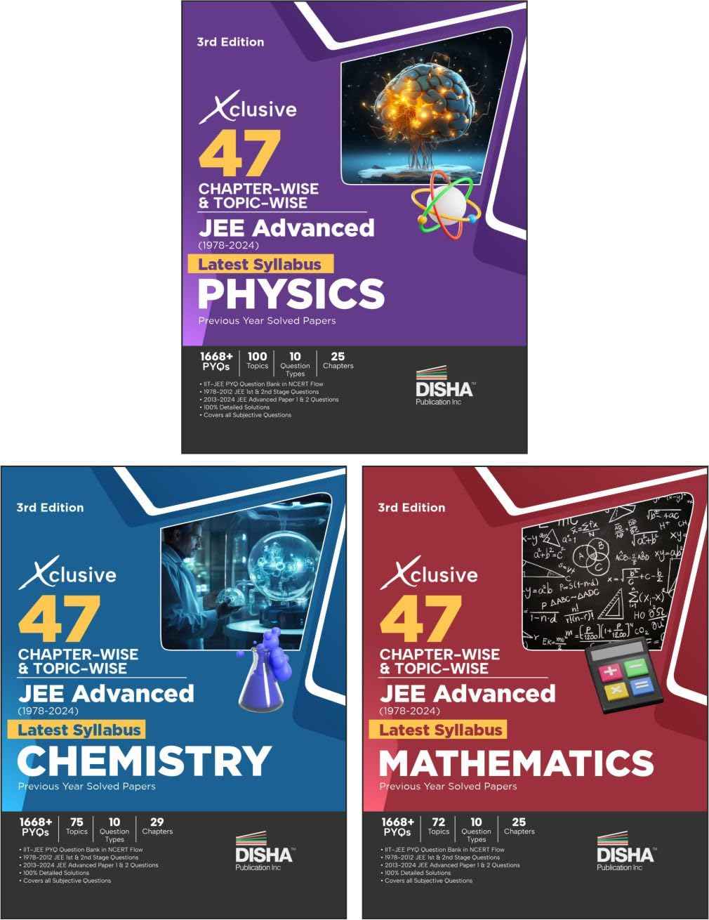 Xclusive 47 Chapter-wise & Topic-wise JEE Advanced (1978-2024) New Syllabus PHYSICS,CHEMISTRY & MATHEMATICS Previous Year Solved Papers 3rd Edition|IIT-JEE PYQ Question Bank in NCERT Flow for JEE 2025